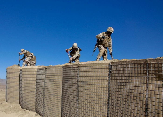 ผนังกองทัพทหารสังกะสี - อลูมิเนียมเคลือบชนิด Hesco Barrier Bastion อุปสรรคป้องกันน้ำท่วม