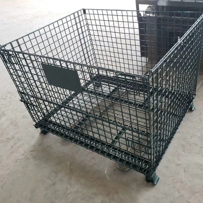 กระปุก 1200 * 1000 * 890 มิลลิเมตร สามารถพับได้ล็อค Wire Mesh การขนส่งโลหะที่เก็บ Wire Mesh Pallet Cage