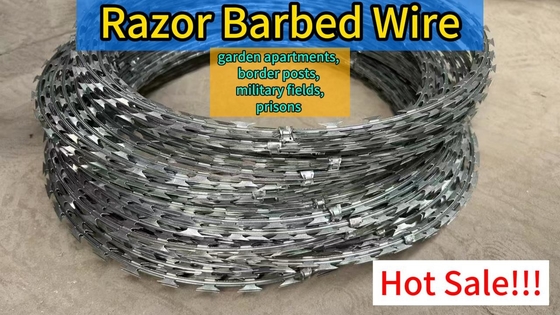 ผู้ผลิต จําหน่าย 500 มม กว้างโค้ล Concertina Razor สายด้ายมีดโกน