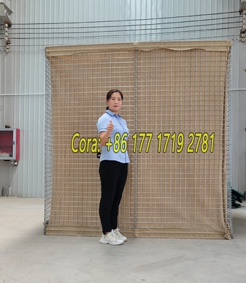 MIL1 1.37m สูง Galfan ปกแต่งสาย Gabion welded กับ Geotextile เกรดทหาร HESCO ป้องกันน้ําท่วมในตลาดอเมริกา