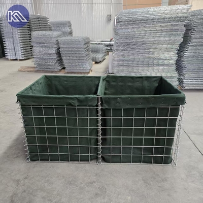 ภาระหนัก 3 นิ้ว Mesh Hole Gabion Basket MIL1 1.37M สูง Hesco Barrier สวยกล่อง Gabion กรอบด้วยผ้า Geotextile