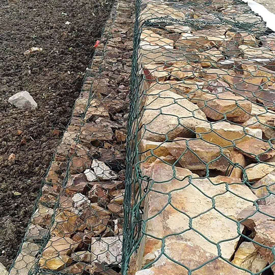 Pvc Grey 2x1x1m Gabion ตะกร้าตาข่าย 6x8 สำหรับ Stone