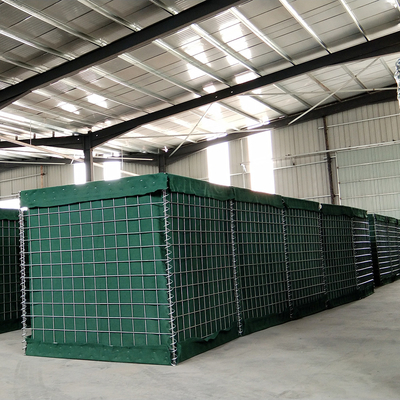 ลวดเคลือบสังกะสีหนัก Hesco Military Green Sand Wall Defense Barrier 5.0mm