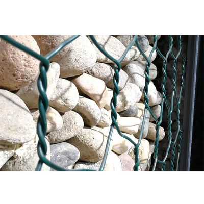 ขนาดมาตรฐาน Gabion Box Hexagonal Three Twisted Galvanized Retaining Wall
