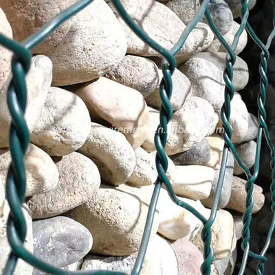 ชุบสังกะสีร้อน 8 * 10 ตะกร้าลวดบิดเบี้ยวลวดตาข่ายเหล็กต่ำ 2x1x1 Hexagonal Stone
