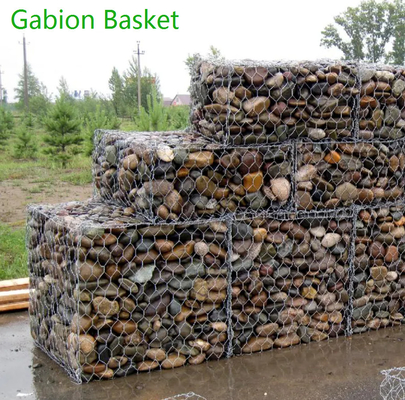 ลวดตาข่ายป้องกันการกัดกร่อนกำแพงกันดิน Gabion Wall สำหรับป้องกันน้ำท่วม 2 X 1 X 0.5M