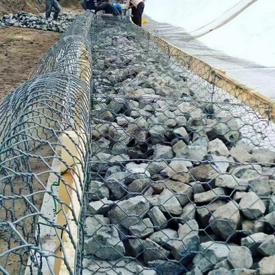 ลวดหกเหลี่ยมมาตรฐาน   Gabion Box Retaining Wall Galvanized