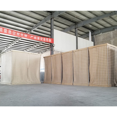 กล่อง HESCO เกราะป้องกันทางทหารที่เชื่อมด้วยสังกะสีร้อนพร้อมผ้าใยสังเคราะห์