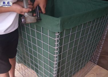 จุ่มร้อนชุบสังกะสี Gabion ทหารกล่องอุปสรรค hesco, ลวดตาข่ายรักษากำแพง