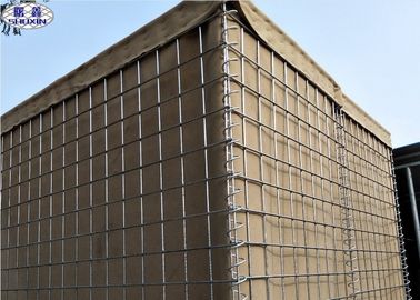 กล่องทหาร Gabion ป้องกันอุปสรรค Hesco ทรายสีเบจ Geotextile รับรอง CE