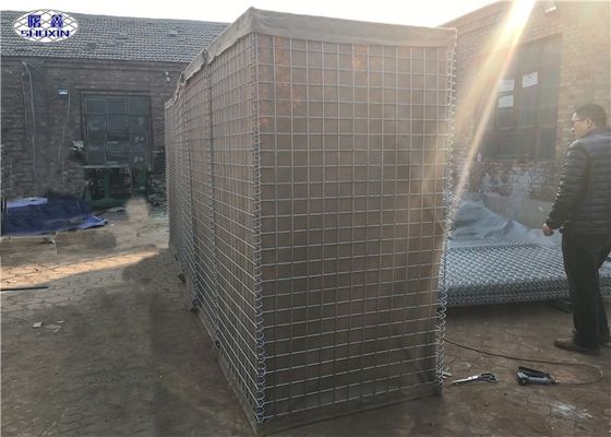 Gabion ที่เต็มไปด้วยอุปสรรครอยตาข่ายทรายชุบสังกะสีปรับใช้อย่างรวดเร็ว