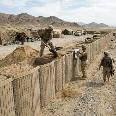 สิ่งกีดขวางการป้องกัน 3 "X3" รอยเหล็ก Gabion Sandbags Bastion น้ำท่วมปริมณฑลกำแพงป้องกันความปลอดภัย