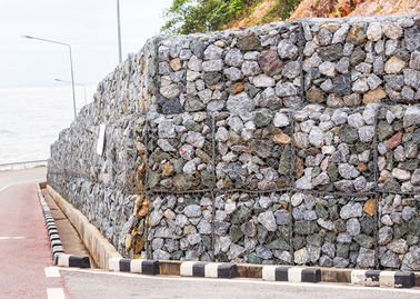 พีวีซีเคลือบตะกร้า Gabion Gabion กำแพงกรงกล่อง Gabion สำหรับการป้องกันธนาคาร