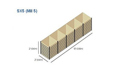 รอยลวดตาข่ายลวดเชื่อมทหารกำแพงป้องกัน Hesco Barrier Mil 5 2424