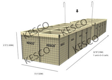MIL 4 Defense Hesco Bastion โลหะพับได้ Barrier ความปลอดภัย 3 '' X 3 '' ตาข่ายรู
