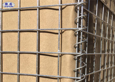 กำแพงป้องกันทรายทหาร Hesco อุปสรรคกล่องลวดตาข่ายชุบสังกะสี
