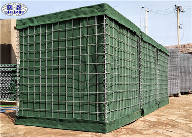 Galfan เคลือบ Geotextile Linded รอย Hesco ป้องกันอุปสรรคสีเขียวทหาร