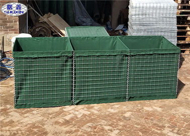 เครื่องกีดขวาง Hesco ทหาร HDP สีเขียวชุบสังกะสีสำหรับป้อมปราการชั่วคราว