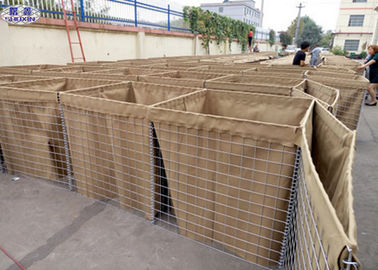 กองทัพ Hesco ระบบ Barrier Barrier ชุบสังกะสีรอยกรงทรายที่เต็มไปด้วย