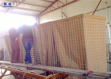 กล่องป้องกันเกเบียนกล่องป้องกัน Hesco ป้องกัน 1x1x1M ด้วยผ้า Geotextile