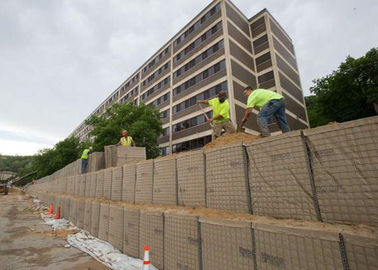 Galvanized Mil 3 กำแพงป้องกันสิ่งกีดขวาง Barion ทหาร Gabion กำแพง Hesco Barrier