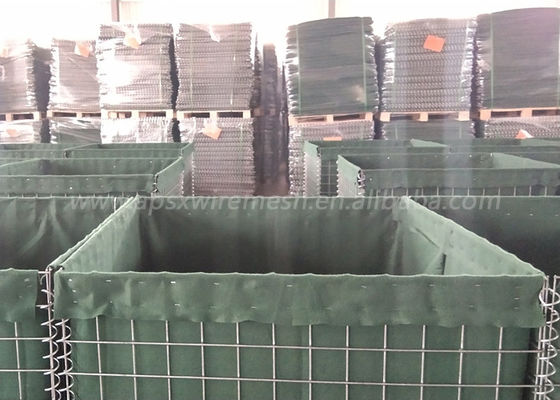 ป้องกัน 1mx1mx1m Safety Hesco Barrier Sand Wall