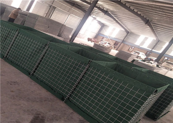 คอนเทนเนอร์ Hesco Geotextile สีเขียวขนาด 4 มม. สำหรับการป้องกันแรง