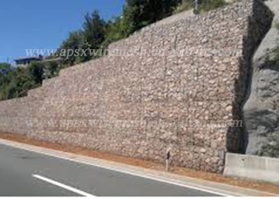 Double Twist Weave Hexagon 2.7MM Gabion Wall Cages ตาข่ายป้องกัน Rockfall
