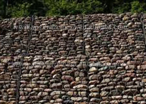 ตาข่ายลวดทอ 2.0mm Gabion กำแพงกันดินกล่องหิน Filled