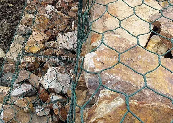 1 * 1 * 1m สานลวดตาข่าย Pvc เคลือบ Gabion ที่นอนสำหรับการป้องกันสะพาน
