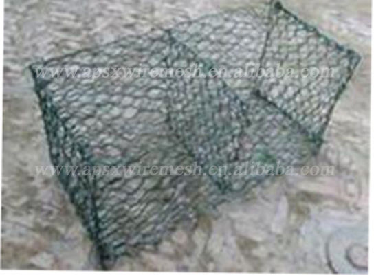 Q235 Green Pvc เคลือบหินหกเหลี่ยมที่เต็มไปด้วย Gabions