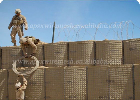 รอยทหาร Mil 7 Defensive Barrier Army Hesco Wall สำหรับการป้องกันน้ำท่วม