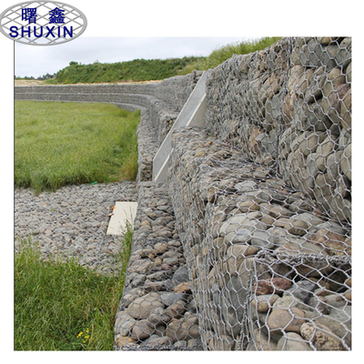 กันสนิมสังกะสีหกเหลี่ยม Galfan Gabion Baskets สำหรับ Seawall Protection