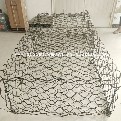 ตะกร้าเกเบี้ยนชุบสังกะสีแบบบิดคู่ขนาด 6x8 ซม. กรงหินที่เต็มไปด้วยหกเหลี่ยมป้องกันการแตกของหิน