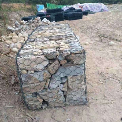 2mx1mx1m Gabion ตาข่ายตะกร้าสังกะสีคู่บิดหกเหลี่ยมลวดกรงหิน