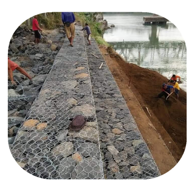 80x100mm 2x1x1 4mm Gabion Baskets Pvc เคลือบ Galfan 260 Gsm เคลือบสังกะสี
