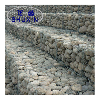 การป้องกันฝั่งแม่น้ำ Twisted Wire Gabion Baskets 1m X 1m X 1m Galvanized
