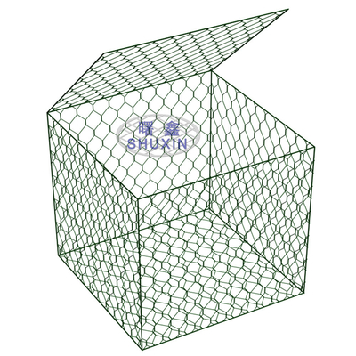 โครงสร้างที่ยืดหยุ่นได้ 4mm Wire Gabion Box Stone Filled Cage ขนาด 2*1*1 M
