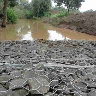 ตะกร้า Gabion ชุบสังกะสี 2m X 1m X 1m รั้วลวดเหล็กทอป้องกันแม่น้ำ